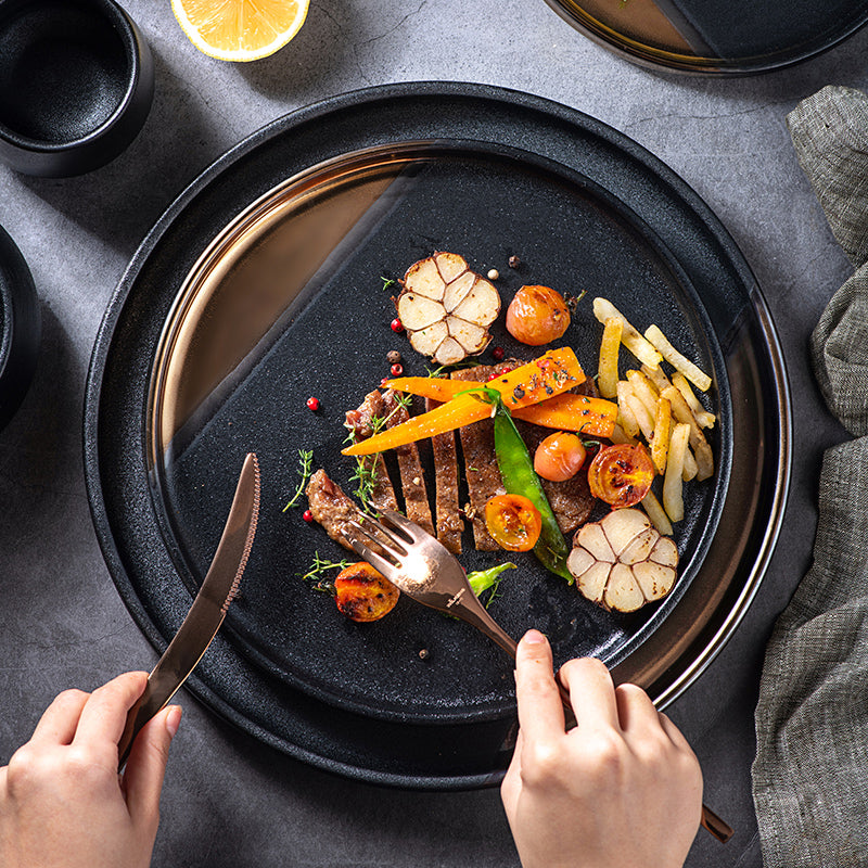 Black Gold Ceramic Plate