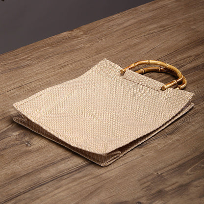 Bamboo Handles Linen Gift Bag