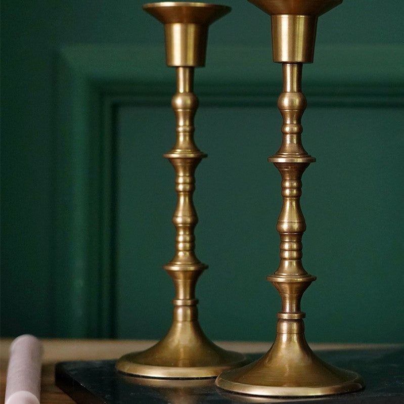 Distressed Brass Candle Holder