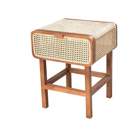 Drawer Rattan Side Table