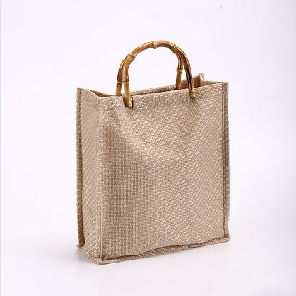 Bamboo Handles Linen Gift Bag