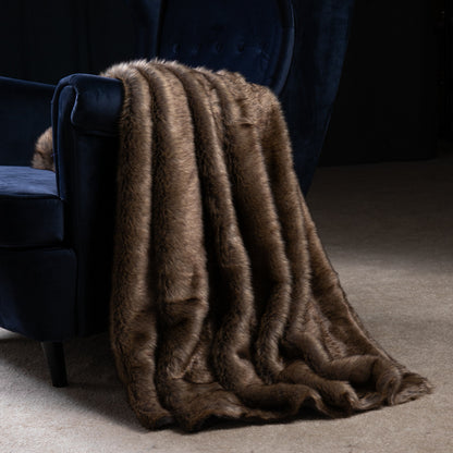 Brown Faux Fur Throw