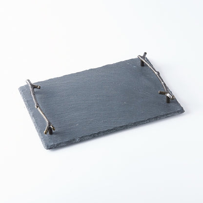 Black Slate Branch Handle Tray