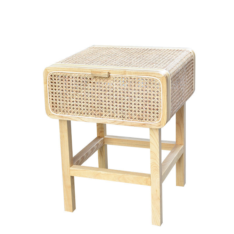 Drawer Rattan Side Table