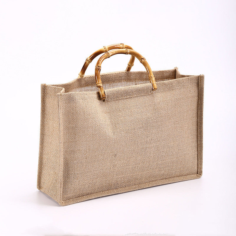 Bamboo Handles Linen Gift Bag