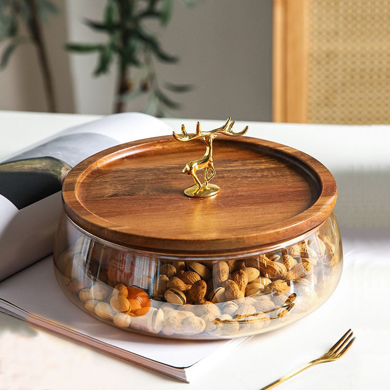 Glass Container With Wooden Lid